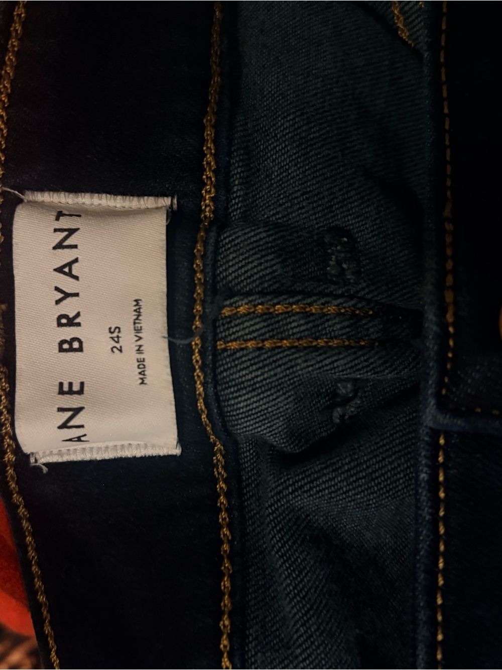 Lane Bryant Dark Blue Straight Leg Jeans with Gold Stitching